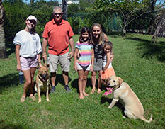 BELLA WITH NEW MOM DONNA DAD CHRIS, SIS MAGGIE FIONA AND AMELIA  DOG 733
