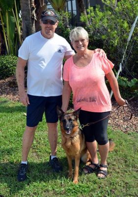 ATHENA WITH NEW DAD STEVE AND MOM JOAN DOG 815
