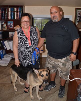 BRUNO WITH NEW MOM ROSE AND DAD CARLOS  DOG 836
